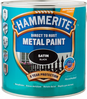 Hammerite Satin Pusmatēta, gluda virsma, melna 0.25L